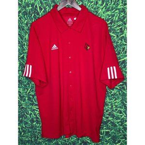 Louisville Cardinals Men's Red XL Adidas ClimaCool Button Front Shirt